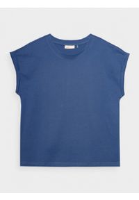 outhorn - T-shirt gładki damski - niebieski. Okazja: na co dzień. Kolor: niebieski. Materiał: dzianina, bawełna. Długość rękawa: krótki rękaw. Wzór: gładki. Styl: casual