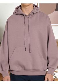 Sinsay - Bluza hoodie comfort fit - różowy. Kolor: różowy