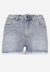 Born2be - Jasnoniebieskie Szorty Jeansowe z Bawełny w Kropki z Wysokim Stanem Folelira. Stan: podwyższony. Kolor: niebieski. Materiał: bawełna, jeans. Długość: krótkie. Wzór: kropki. Sezon: lato. Styl: klasyczny #5