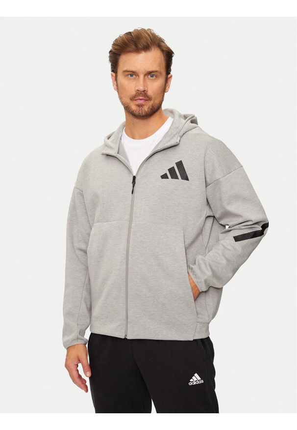 Adidas - adidas Bluza Z.N.E. JF2450 Szary Regular Fit. Kolor: szary. Materiał: bawełna, syntetyk