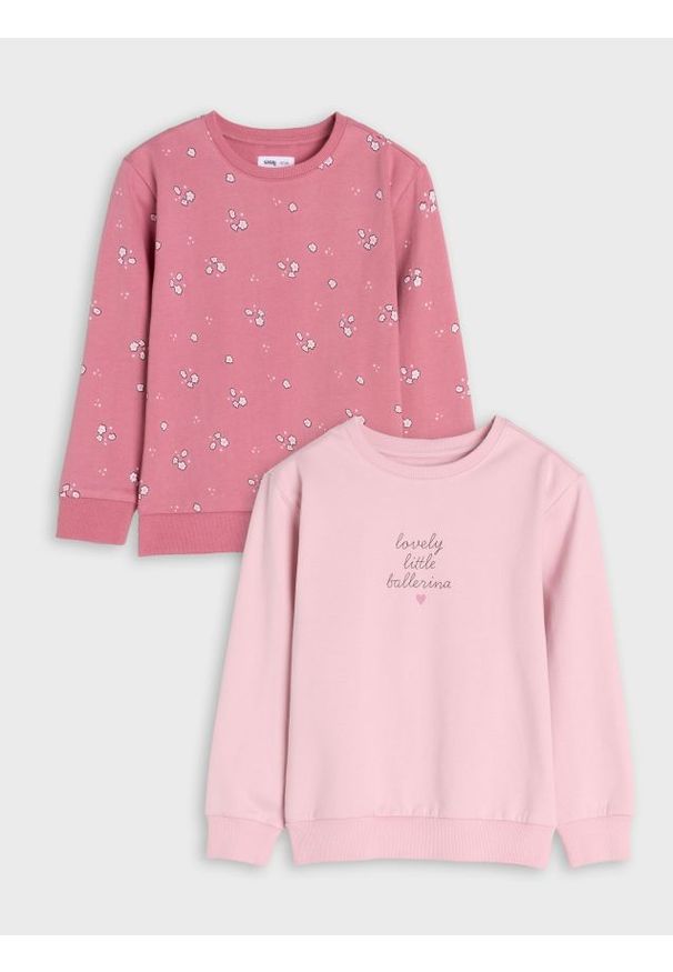 Sinsay - Bluza 2 pack - różowy. Kolor: różowy. Długość rękawa: długi rękaw. Długość: długie