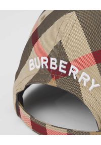 Burberry - BURBERRY - Czapka z daszkiem w kratkę. Kolor: beżowy. Materiał: bawełna. Wzór: kratka. Styl: vintage