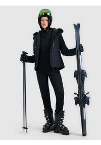 4f - 4F Kurtka narciarska membrana 10000 damska - czarna XL. Kolor: czarny. Materiał: poliester, skóra, materiał, futro. Wzór: gładki. Sezon: zima #2