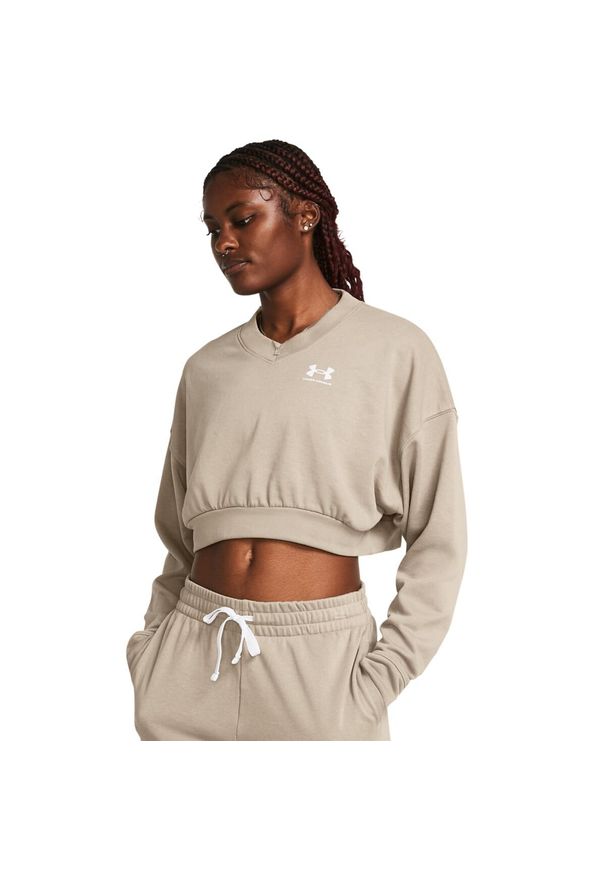 Bluza damska oversize wygodna Under Armour 1382738. Kolor: beżowy. Materiał: poliester, bawełna