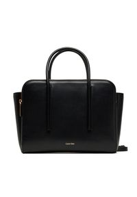 Calvin Klein Torebka Carryall Mini Leather Tote Bag LV04F3034G Czarny. Kolor: czarny. Materiał: skórzane