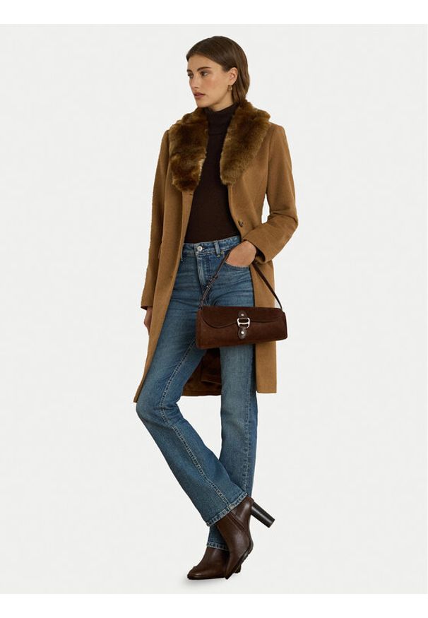 Lauren Ralph Lauren - LAUREN RALPH LAUREN Płaszcz wełniany 297P04148002 Brązowy Straight Fit. Kolor: brązowy. Materiał: wełna, syntetyk