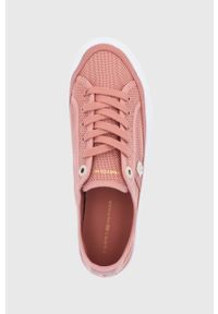 TOMMY HILFIGER - Tommy Hilfiger Tenisówki damskie kolor różowy. Nosek buta: okrągły. Zapięcie: sznurówki. Kolor: różowy. Materiał: guma. Obcas: na platformie #4