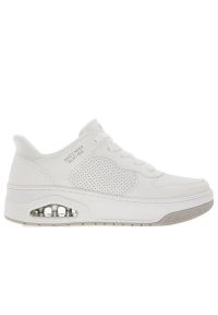 skechers - Buty Skechers Slip-ins: Uno Court - Acacia 183151WHT - białe. Okazja: na co dzień. Zapięcie: sznurówki. Kolor: biały. Materiał: skóra, guma, materiał. Szerokość cholewki: normalna. Model: Skechers Sport