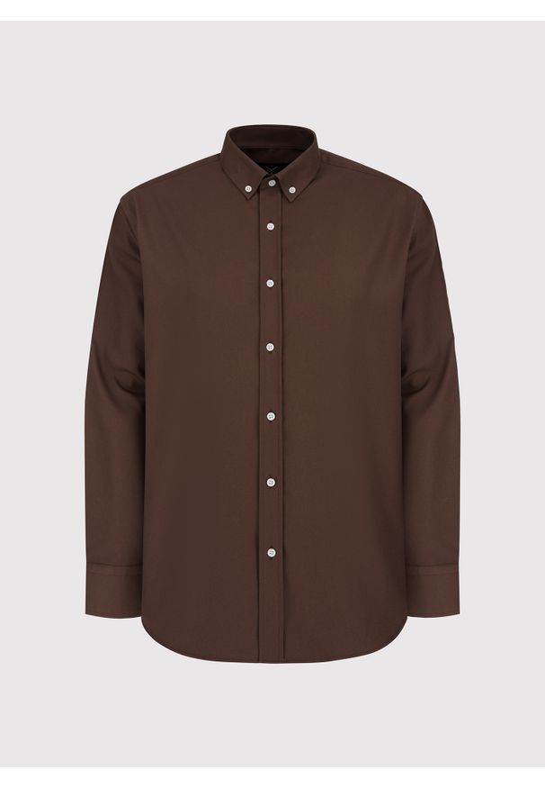 Pako Lorente - PAKO LORENTE – Brązowa bawełniana koszula męska. Kolor: zielony, czarny, brązowy. Materiał: bawełna. Długość rękawa: długi rękaw. Długość: długie. Wzór: gładki