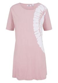 Shirt oversize w batikowy wzór, bawełna organiczna bonprix dymny jasnoróżowy - biały. Kolor: fioletowy. Materiał: bawełna #1