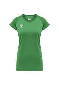 Koszulka damska Hummel hmlhmlCORE volley stretch. Kolor: biały, wielokolorowy, zielony. Długość rękawa: raglanowy rękaw. Sezon: lato. Sport: fitness, piłka nożna #1