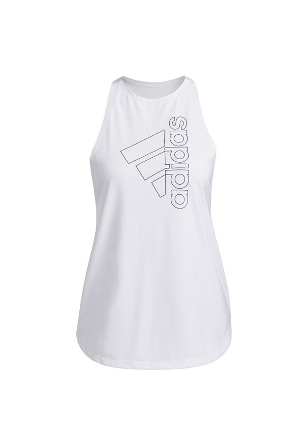 Koszulka damska Adidas W Tech Bos sportowa biała tank top. Kolor: biały, wielokolorowy, czarny
