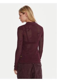G-Star RAW - G-Star Raw Bluzka Pointelle D26657-B754 Bordowy Slim Fit. Kolor: czerwony. Materiał: wiskoza #4