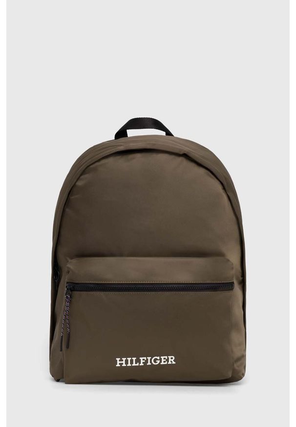 TOMMY HILFIGER - Tommy Hilfiger plecak męski kolor zielony duży z nadrukiem. Kolor: zielony. Materiał: poliester. Wzór: nadruk