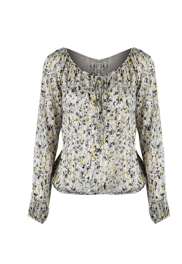 Patrizia Pepe Bluzka | DC1958/A226 | Kobieta | Czarny, Żółty, Szary. Okazja: na spacer, na co dzień. Kolor: żółty, szary, czarny, wielokolorowy. Materiał: poliester. Długość: długie. Wzór: aplikacja. Styl: casual, elegancki