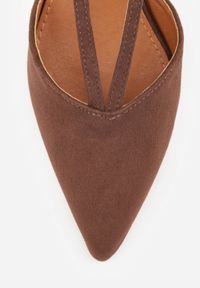 Renee - Brązowe Czółenka Slingback VICES z Imitacji Zamszu na Klockowym Obcasie Adophaia. Zapięcie: pasek. Kolor: brązowy. Materiał: zamsz. Obcas: na obcasie. Styl: boho, elegancki. Wysokość obcasa: średni #4