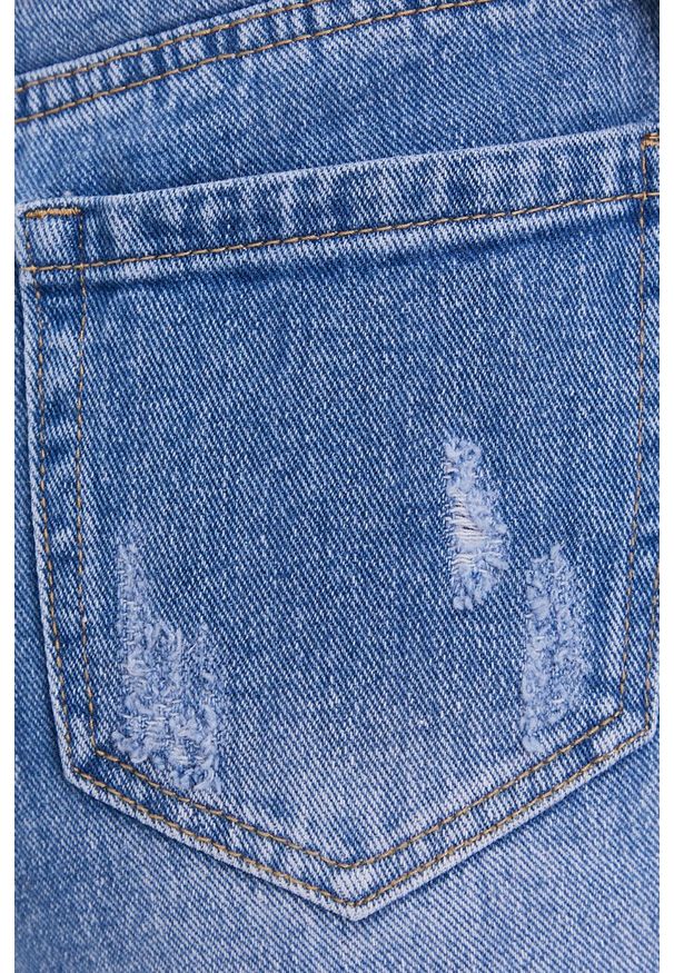 Answear Lab Szorty jeansowe damskie gładkie high waist. Okazja: na co dzień. Stan: podwyższony. Kolor: niebieski. Materiał: jeans. Wzór: gładki. Styl: wakacyjny