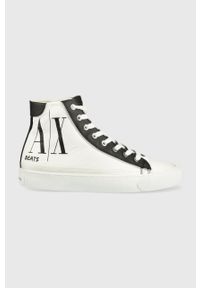 Armani Exchange trampki damskie kolor biały. Nosek buta: okrągły. Zapięcie: sznurówki. Kolor: biały. Materiał: guma. Szerokość cholewki: normalna