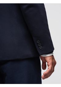 Ombre Clothing - Dzianinowa marynarka męska o dopasowany kroju - granatowa V3 - Rozmiar: XXL. Okazja: na spotkanie biznesowe, do pracy, na co dzień. Kolor: niebieski. Materiał: dzianina. Styl: klasyczny, biznesowy, casual, elegancki #7