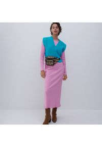 Reserved - Sukienka z prążkowanej dzianiny - Różowy. Kolor: różowy. Materiał: dzianina, prążkowany #1
