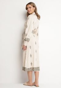 Born2be - Beżowa Wiskozowa Sukienka Koszulowa Szmizjerka z Paskiem Telandora. Okazja: na co dzień. Typ kołnierza: kołnierzyk klasyczny. Kolor: beżowy. Materiał: wiskoza. Długość rękawa: długi rękaw. Typ sukienki: szmizjerki, koszulowe. Styl: klasyczny, casual, elegancki #2