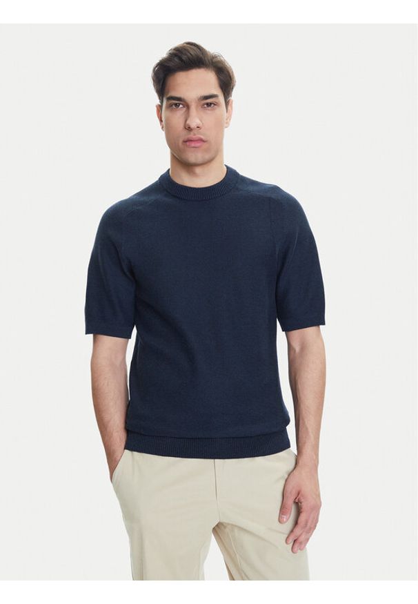 BOSS Sweter Kencel 50545678 Granatowy Regular Fit. Kolor: niebieski. Materiał: bawełna, syntetyk