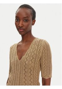 TwinSet - TWINSET Sweter 251TT3194 Beżowy Slim Fit. Kolor: beżowy. Materiał: wiskoza #4