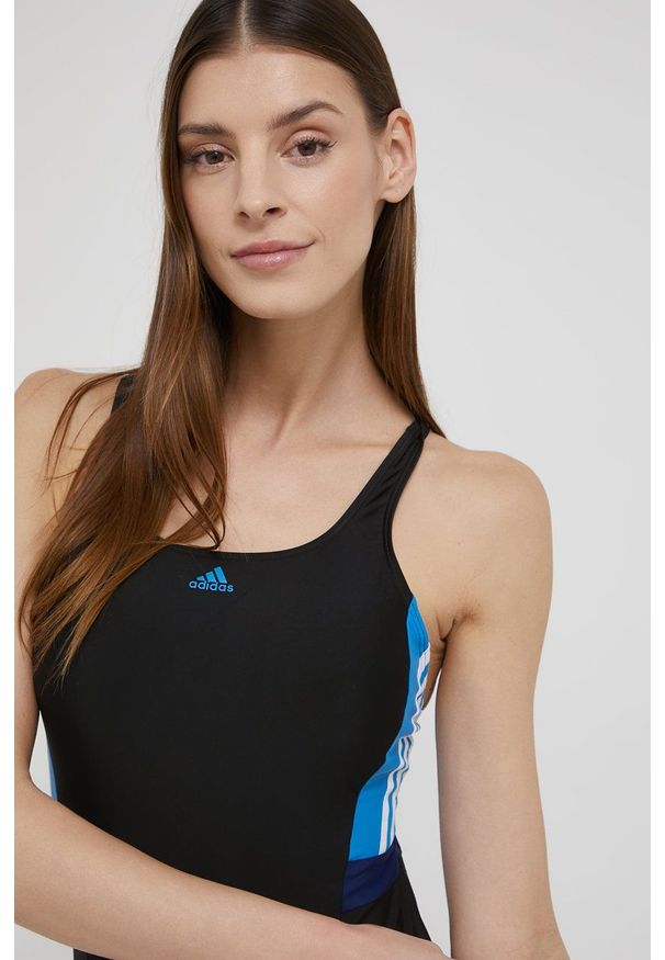 adidas Performance strój kąpielowy 3S CB kolor czarny miękka miseczka. Kolor: czarny. Materiał: materiał, dzianina. Wzór: ze splotem