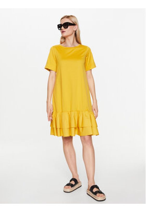 Weekend Max Mara Sukienka codzienna Vanna 2356210331 Żółty Regular Fit. Okazja: na co dzień. Kolor: żółty. Materiał: bawełna. Typ sukienki: proste. Styl: casual