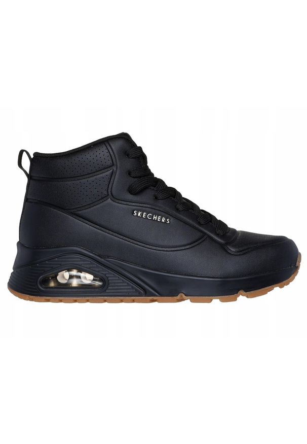 skechers - Buty na co dzień damskie SKECHERS UNO - STAND HIGH wysokie za kostkę. Okazja: na co dzień. Wysokość cholewki: za kostkę. Kolor: czarny. Model: Skechers Sport. Sport: turystyka piesza
