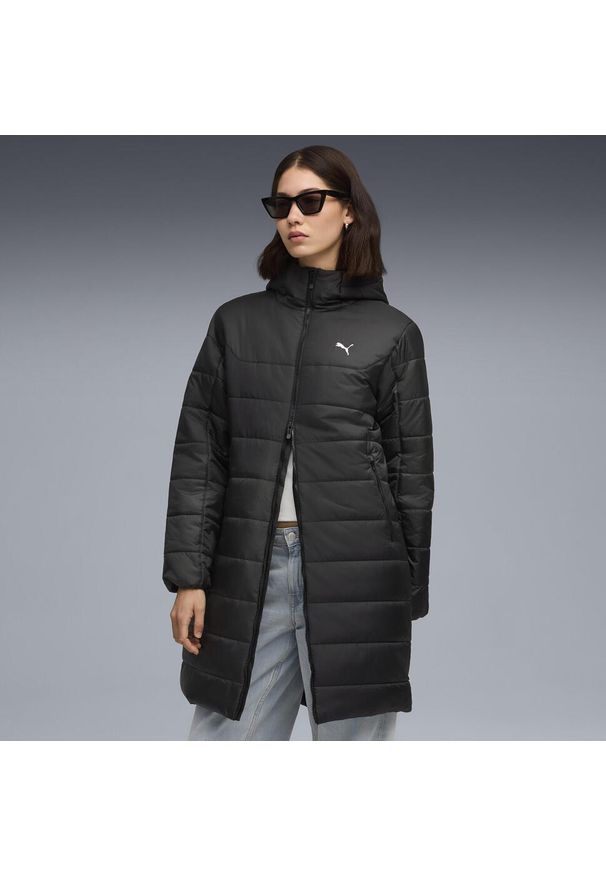 Puma - Damska wyściełana parka Essentials z kapturem PUMA. Typ kołnierza: kaptur. Kolor: szary, fioletowy, wielokolorowy, czarny. Sport: bieganie