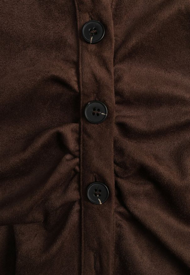 Born2be - Brązowa Koszulowa Sukienka z Imitacji Zamszu z Marszczeniem w Talii Eselea. Okazja: na co dzień. Typ kołnierza: kołnierzyk klasyczny, dekolt w serek. Kolor: brązowy. Materiał: zamsz. Typ sukienki: koszulowe. Styl: casual, elegancki, klasyczny