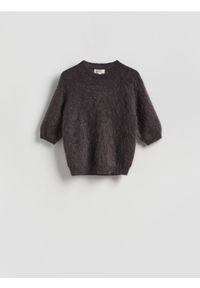 Reserved - Sweter z moherem - ciemnoszary. Kolor: szary. Materiał: moher