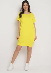 Born2be - Żółta Pudełkowa Sukienka T-shirtowa o Krótkim Kroju Orlella. Kolor: żółty. Sezon: lato