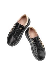 DAMISS - Czarne Sneakersy Damiss Wygodne Skórzane Buty. Okazja: na co dzień. Kolor: czarny. Materiał: skóra. Szerokość cholewki: normalna #3
