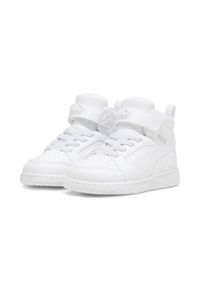 Puma - Buty do chodzenia dla dzieci PUMA Rebound V6 Mid. Kolor: szary, biały, wielokolorowy. Sport: turystyka piesza