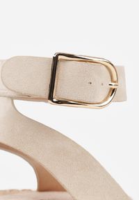 Born2be - Beżowe Sandały VICES na Grubej Podeszwie z Plecionki z Paskiem z Klamerką Jakelise. Okazja: na co dzień. Zapięcie: pasek. Kolor: beżowy. Materiał: len. Sezon: wiosna, lato. Styl: casual #2