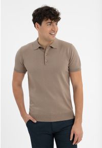 Volcano - Dzianinowa polówka O-MORO. Okazja: na co dzień. Typ kołnierza: polo. Materiał: dzianina. Wzór: moro. Styl: casual, elegancki, klasyczny #1