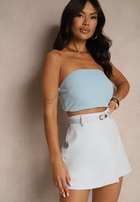Renee - Niebieskie Spódnico-Szorty z Dodatkowym Paskiem i Gumką w Talii Folamira. Okazja: na co dzień. Kolor: niebieski. Styl: klasyczny, elegancki, casual