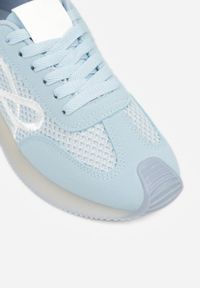 Born2be - Niebieskie Sneakersy Ozdobione Geometrycznym Motywem Icebluff. Okazja: na co dzień. Kolor: niebieski. Materiał: jeans. Wzór: geometria, aplikacja #6