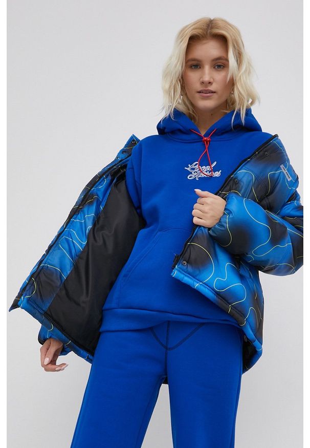 Local Heroes Kurtka damska zimowa. Okazja: na co dzień. Kolor: niebieski. Materiał: materiał. Sezon: zima. Styl: casual