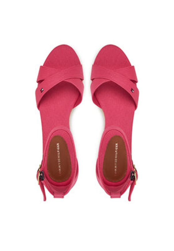 TOMMY HILFIGER - Tommy Hilfiger Sandały Flag Criss-Cros Mid Wedge Espad FW0FW08481 Różowy. Kolor: różowy. Materiał: materiał