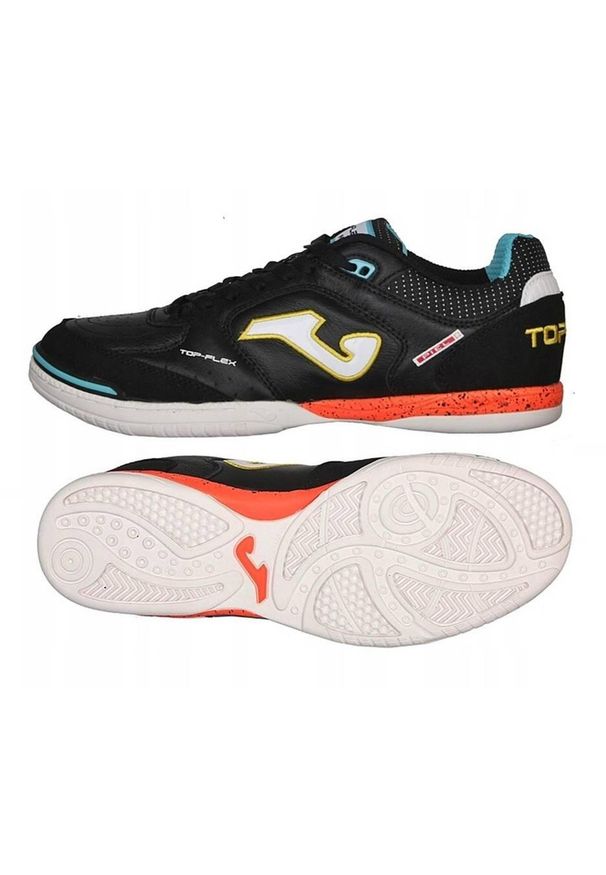 Buty piłkarskie męskie Joma Top Flex IN Skórzane. Kolor: czarny. Materiał: guma, materiał, syntetyk, skóra. Sport: piłka nożna