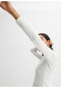 bonprix - Bluzka z długim rękawem z czystej bawełny organicznej. Kolor: biały. Materiał: bawełna. Długość rękawa: długi rękaw. Długość: długie. Wzór: prążki #2