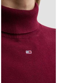 Tommy Jeans - TOMMY JEANS Bordowy damski golf, Rozmiar L. Typ kołnierza: golf. Kolor: czerwony. Materiał: materiał #3