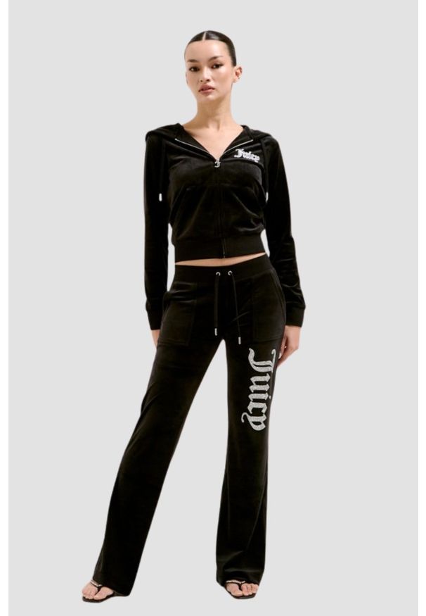 Juicy Couture - JUICY COUTURE Czarna damska bluza Robertson Caviar Hoodie, Rozmiar L. Kolor: czarny