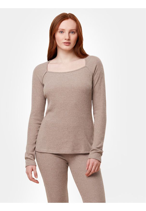 Triumph Koszulka piżamowa Thermal MyWear Top LSL 10216551 Beżowy Regular Fit. Kolor: beżowy. Materiał: syntetyk