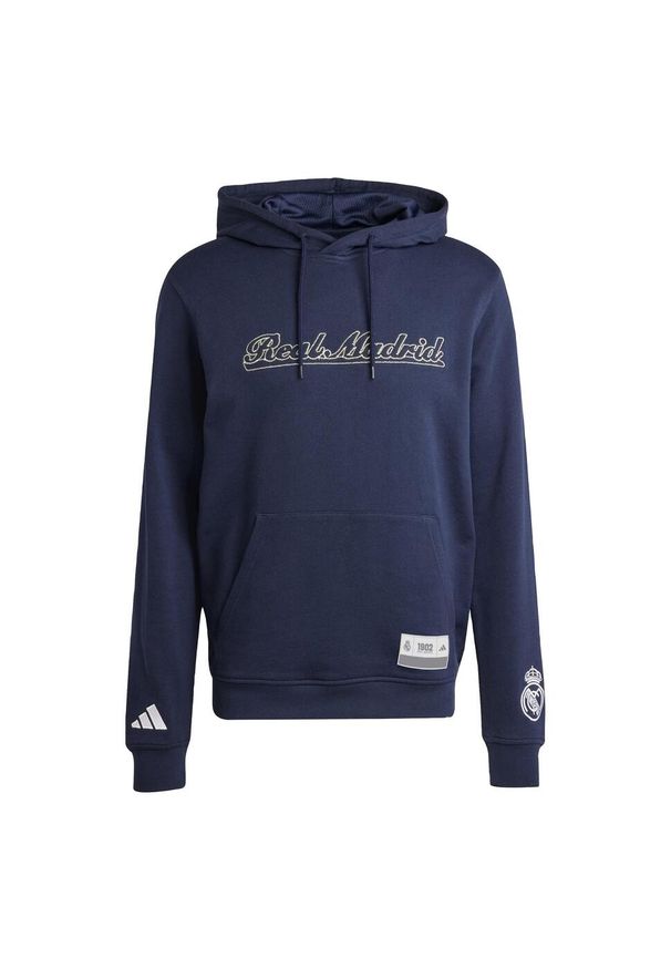 Adidas - Bluza z kapturem Real Madryt US Pack. Typ kołnierza: kaptur. Kolor: niebieski, biały, wielokolorowy. Sport: piłka nożna