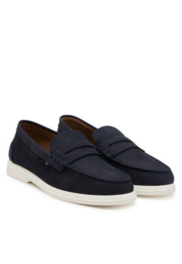 TOMMY HILFIGER - Tommy Hilfiger Mokasyny Nubuck P Loafer FM0FM05350 Granatowy. Kolor: niebieski. Materiał: nubuk, skóra