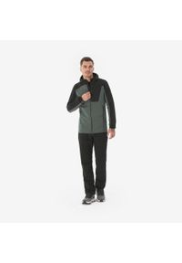 quechua - Polar turystyczny męski Quechua MH500 zamek. Kolor: czarny, zielony, wielokolorowy. Materiał: polar. Sport: turystyka piesza